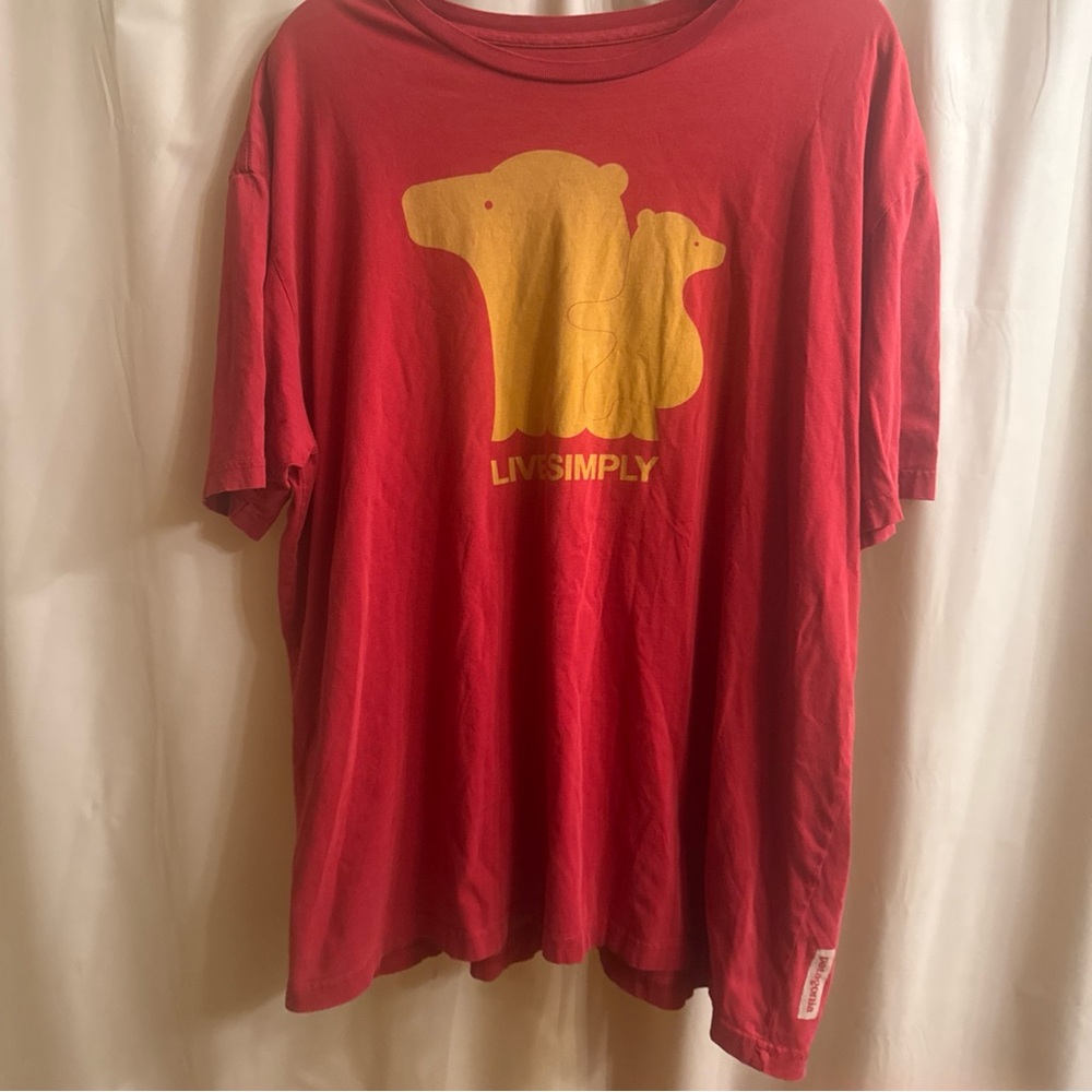 Patagonia Red Short-Sleeve Tee with Yellow Bear Graphic
